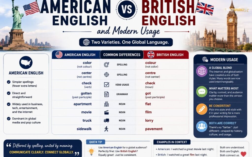 American vs British English and Modern Usage