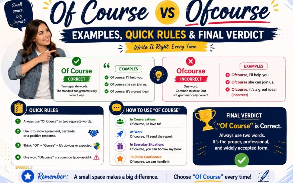 Of Course vs Ofcourse: Examples, Quick Rules & Final Verdict