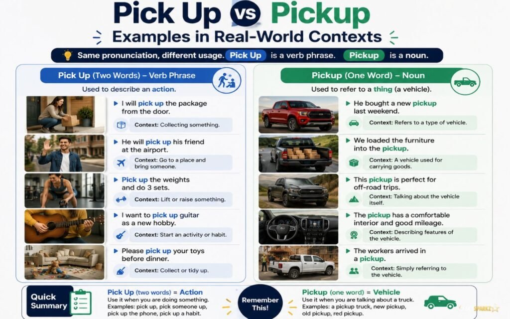 Pick Up vs Pickup Examples in Real-World Contexts
